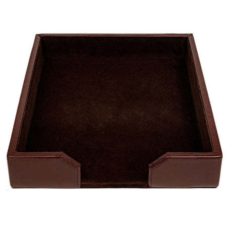 DACASSO Dark Brown Bonded Leather Letter Tray AG-3601